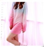 Blusa de algodão rosa e azul degradê